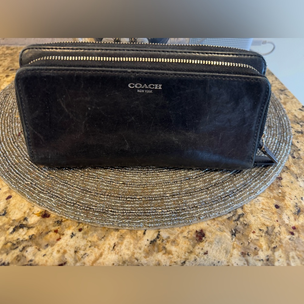 Coach, large, accordion, zip, double wallet